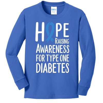 Hope Raising Awareness For Type One Diabetes Type1 Great Gift T1 Kids Long Sleeve Shirt