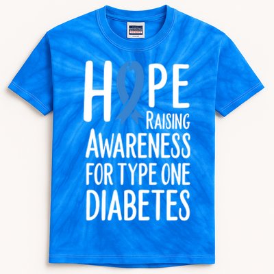 Hope Raising Awareness For Type One Diabetes Type1 Great Gift T1 Kids Tie-Dye T-Shirt