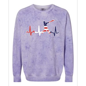 Home Run Baseball Flag Baseball Heartbeat Colorblast Crewneck Sweatshirt