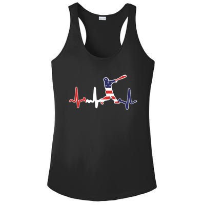 Home Run Baseball Flag Baseball Heartbeat Ladies PosiCharge Competitor Racerback Tank