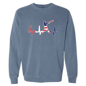 Home Run Baseball Flag Baseball Heartbeat Garment-Dyed Sweatshirt