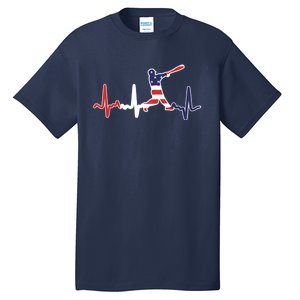 Home Run Baseball Flag Baseball Heartbeat Tall T-Shirt