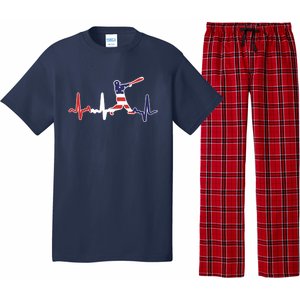 Home Run Baseball Flag Baseball Heartbeat Pajama Set