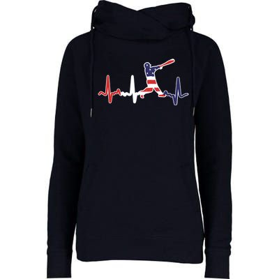 Home Run Baseball Flag Baseball Heartbeat Womens Funnel Neck Pullover Hood