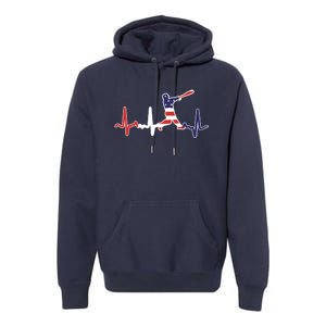 Home Run Baseball Flag Baseball Heartbeat Premium Hoodie