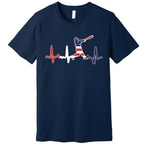 Home Run Baseball Flag Baseball Heartbeat Premium T-Shirt