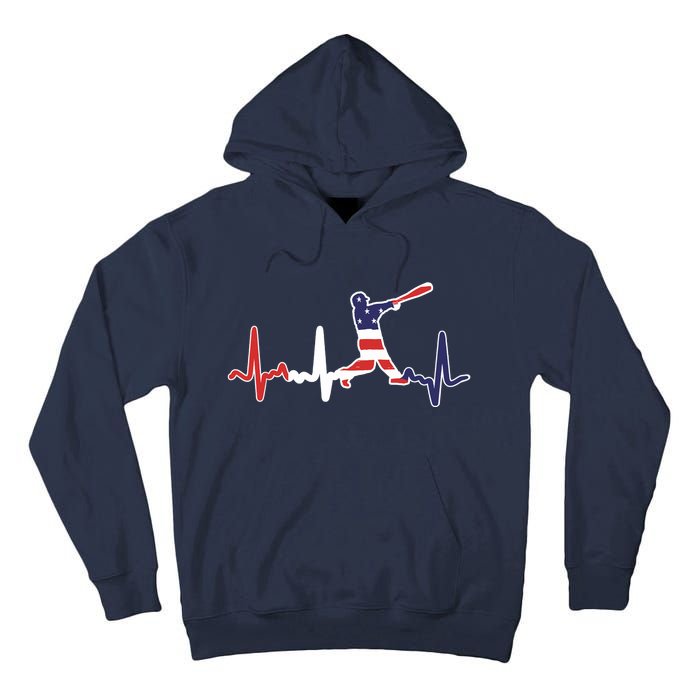 Home Run Baseball Flag Baseball Heartbeat Tall Hoodie