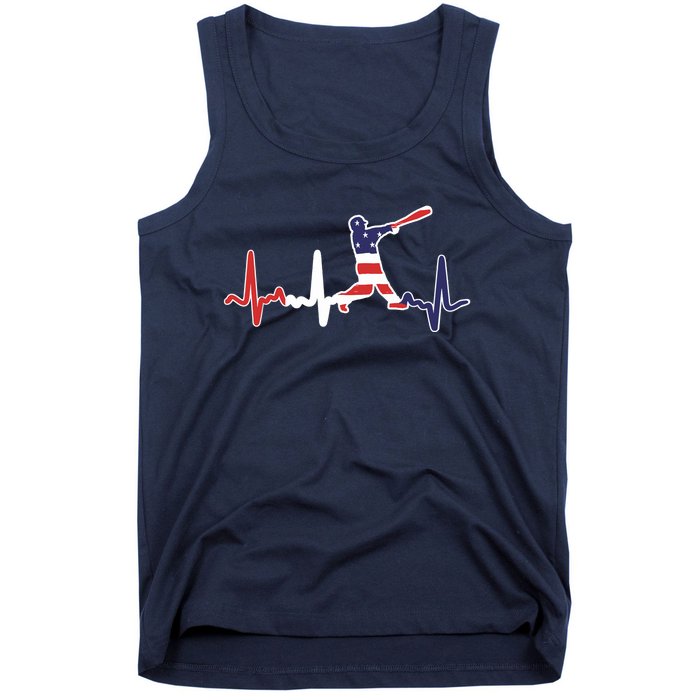 Home Run Baseball Flag Baseball Heartbeat Tank Top