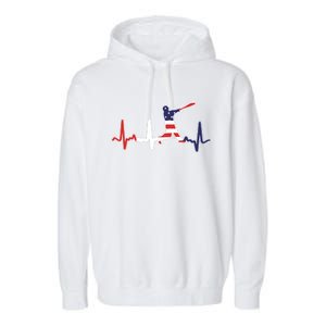 Home Run Baseball Flag Baseball Heartbeat Garment-Dyed Fleece Hoodie