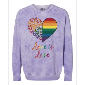 Heart Rainbow Butterfly Love Is Love Lgbt Lesbian Pride Meaningful Gift Colorblast Crewneck Sweatshirt