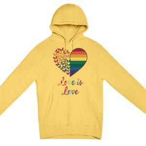 Heart Rainbow Butterfly Love Is Love Lgbt Lesbian Pride Meaningful Gift Premium Pullover Hoodie