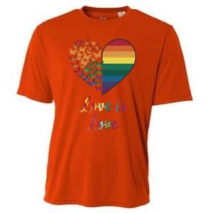 Heart Rainbow Butterfly Love Is Love Lgbt Lesbian Pride Meaningful Gift Cooling Performance Crew T-Shirt