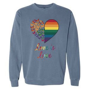 Heart Rainbow Butterfly Love Is Love Lgbt Lesbian Pride Meaningful Gift Garment-Dyed Sweatshirt