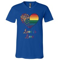 Heart Rainbow Butterfly Love Is Love Lgbt Lesbian Pride Meaningful Gift V-Neck T-Shirt