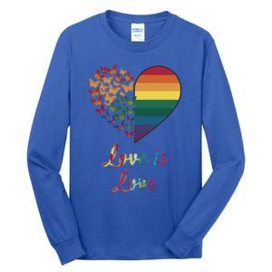 Heart Rainbow Butterfly Love Is Love Lgbt Lesbian Pride Meaningful Gift Tall Long Sleeve T-Shirt