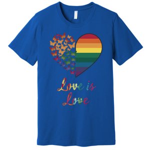 Heart Rainbow Butterfly Love Is Love Lgbt Lesbian Pride Meaningful Gift Premium T-Shirt