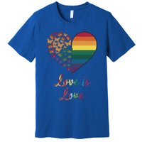 Heart Rainbow Butterfly Love Is Love Lgbt Lesbian Pride Meaningful Gift Premium T-Shirt