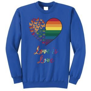 Heart Rainbow Butterfly Love Is Love Lgbt Lesbian Pride Meaningful Gift Tall Sweatshirt