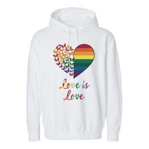 Heart Rainbow Butterfly Love Is Love Lgbt Lesbian Pride Meaningful Gift Garment-Dyed Fleece Hoodie