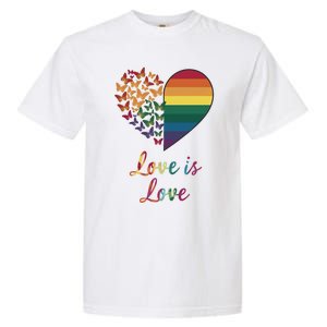 Heart Rainbow Butterfly Love Is Love Lgbt Lesbian Pride Meaningful Gift Garment-Dyed Heavyweight T-Shirt