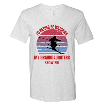 Heartfelt Rather Be Watching Granddaughters Snow Ski V-Neck T-Shirt