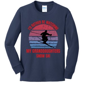 Heartfelt Rather Be Watching Granddaughters Snow Ski Kids Long Sleeve Shirt