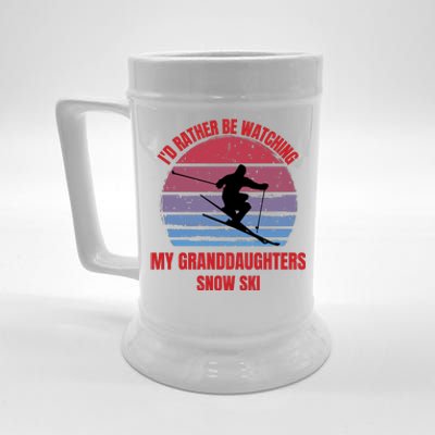 Heartfelt Rather Be Watching Granddaughters Snow Ski Beer Stein