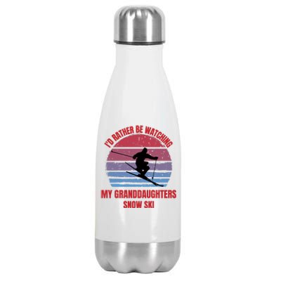 Heartfelt Rather Be Watching Granddaughters Snow Ski Stainless Steel Insulated Water Bottle