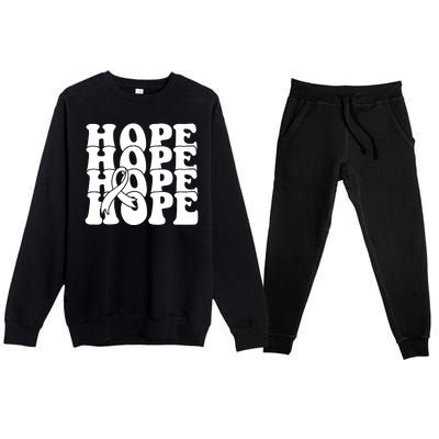 Hope Ribbon Breast Cancer Awareness Month Premium Crewneck Sweatsuit Set