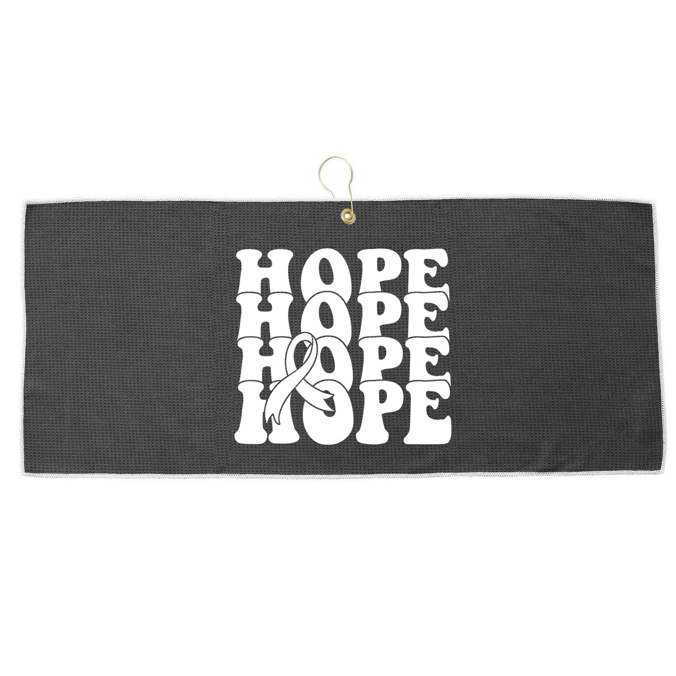Hope Ribbon Breast Cancer Awareness Month Large Microfiber Waffle Golf Towel