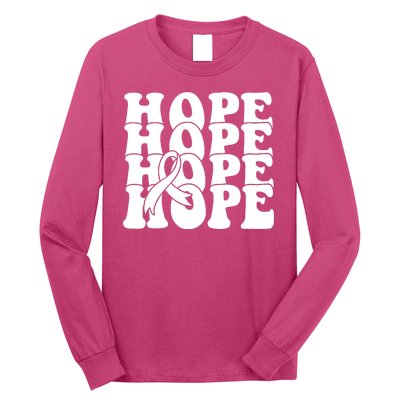 Hope Ribbon Breast Cancer Awareness Month Long Sleeve Shirt