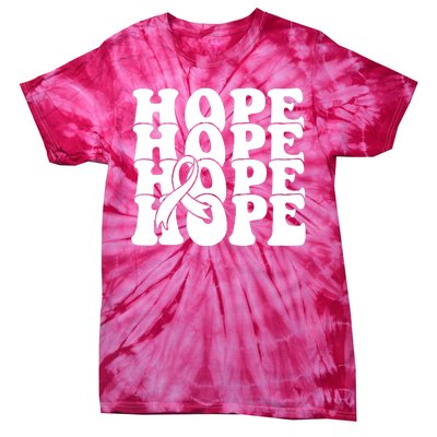 Hope Ribbon Breast Cancer Awareness Month Tie-Dye T-Shirt