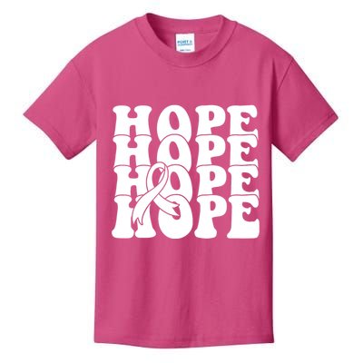 Hope Ribbon Breast Cancer Awareness Month Kids T-Shirt