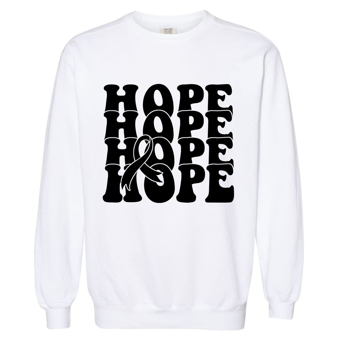 Hope Ribbon Breast Cancer Awareness Month Garment-Dyed Sweatshirt