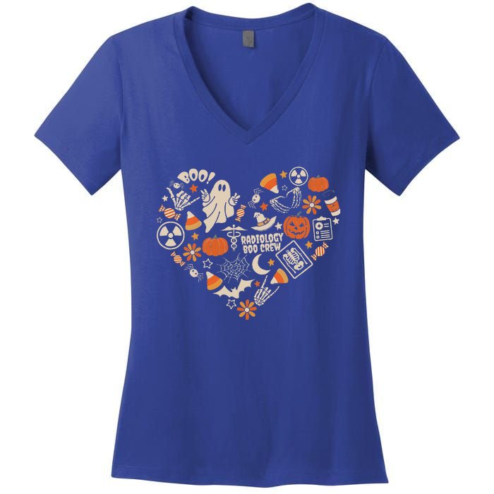 Halloween Radiology Boo Crew Heart Xray Tech Fall Autumn Women's V-Neck T-Shirt