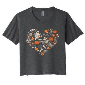 Halloween Radiology Boo Crew Heart Xray Tech Fall Autumn Women's Crop Top Tee