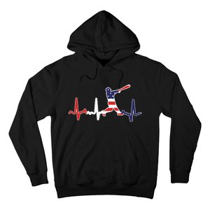 Home Run Baseball Flag Baseball Heartbeat Hoodie