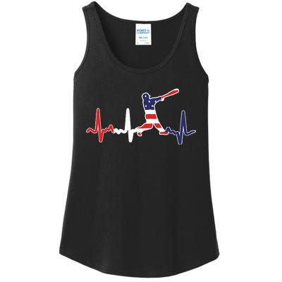 Home Run Baseball Flag Baseball Heartbeat Ladies Essential Tank