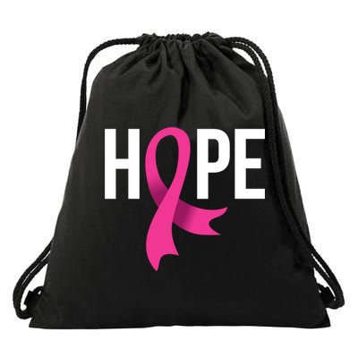 Hope Ribbon Breast Cancer Awareness Month Drawstring Bag