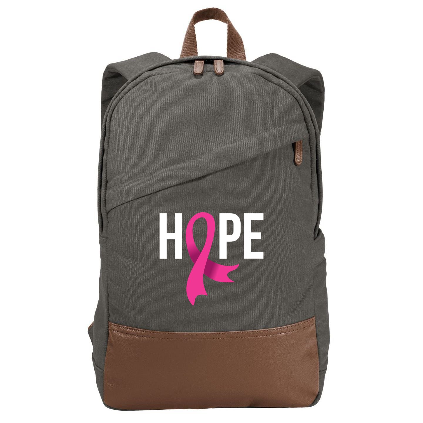 Hope Ribbon Breast Cancer Awareness Month Cotton Canvas Backpack