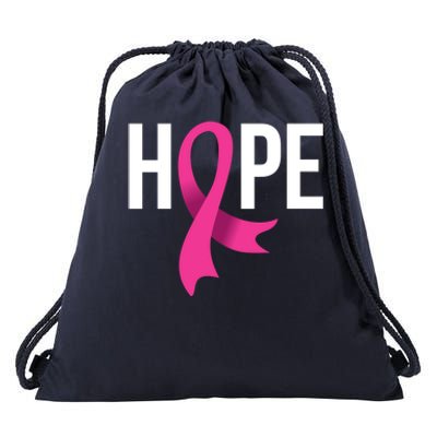 Hope Ribbon Breast Cancer Awareness Month Drawstring Bag