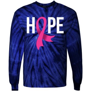 Hope Ribbon Breast Cancer Awareness Month Tie-Dye Long Sleeve Shirt