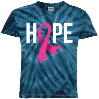 Hope Ribbon Breast Cancer Awareness Month Kids Tie-Dye T-Shirt