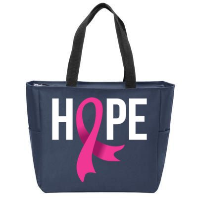 Hope Ribbon Breast Cancer Awareness Month Zip Tote Bag