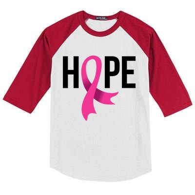 Hope Ribbon Breast Cancer Awareness Month Kids Colorblock Raglan Jersey