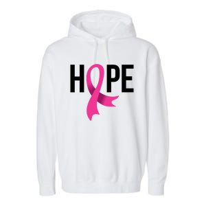 Hope Ribbon Breast Cancer Awareness Month Garment-Dyed Fleece Hoodie