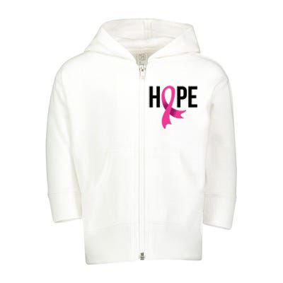 Hope Ribbon Breast Cancer Awareness Month Toddler Zip Fleece Hoodie