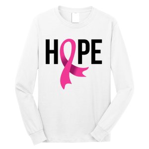 Hope Ribbon Breast Cancer Awareness Month Long Sleeve Shirt