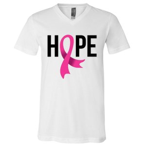 Hope Ribbon Breast Cancer Awareness Month V-Neck T-Shirt