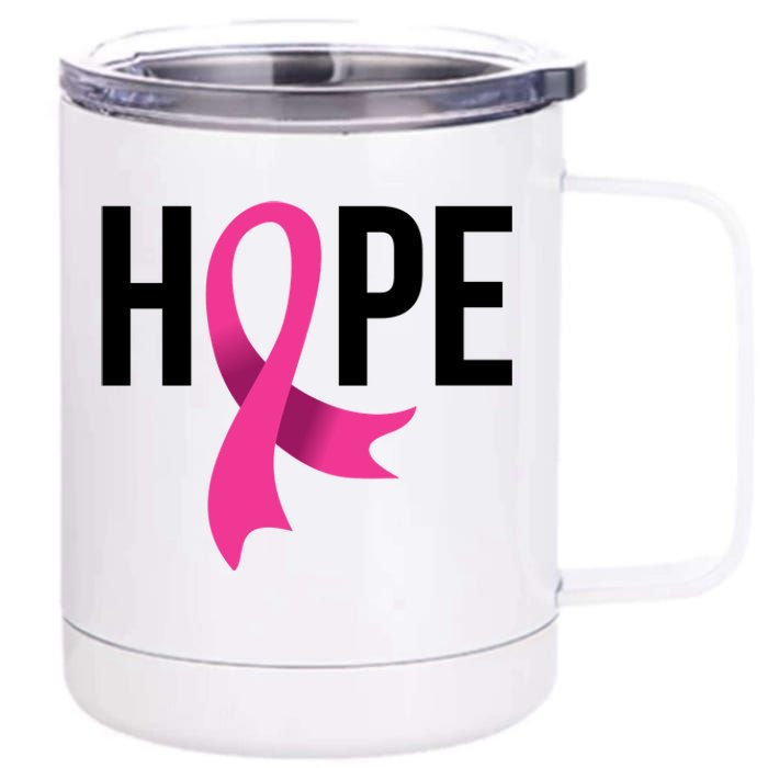 Hope Ribbon Breast Cancer Awareness Month 12 oz Stainless Steel Tumbler Cup